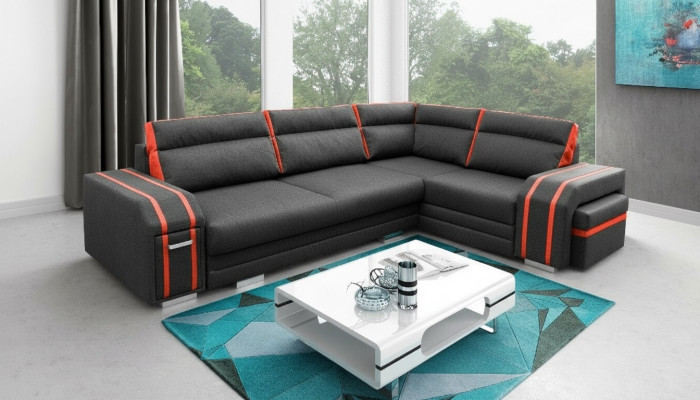 Polstersofa Lounge Sofa Canapé Sitzgrupp Wunnzëmmer Këssen Canapé Eckcanapé