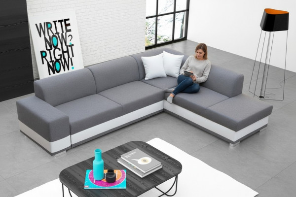 Polstersofa Loungesofa Sëtzgrupp Couch Stuff mat Këssen L-Form Sofa