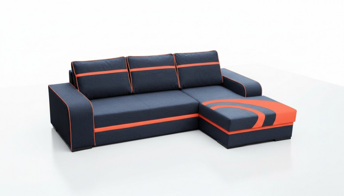 Schlofsofa Ecksfa Couch mat Schloffunktioun a Polsterung - Modern Garnitur mat Schloffunktioun NEI