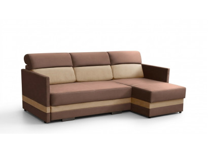 Ecksofa mat Schlofplaz Bettfunktioun Këscht Bett Sofa Wunnlandschaft