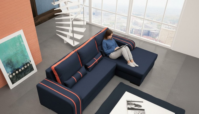 Schlofcanapé Eckcanapé Canapéë Couch mat Schlaffunktion a Polsterung - Moderne Garnitur mat Schlofméiglechkeet