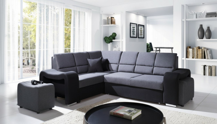Canapé Schlofschlofcouch Designer Canapé Bettfunktioun Bettkëscht Eckcanapé Canapéen Canapé Stoff