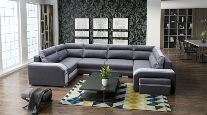 XXL Wunnlanschaft Ecksofa Sofa Canapé Polster Garnitur Eck Designer U-Form Nei