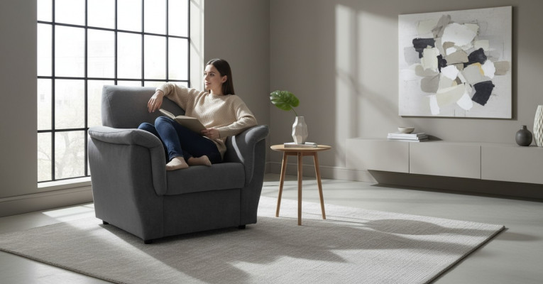 Modern Fernsehfauteuil Sofa 1-Sëtz Canapé Designer Textil Sofas Polsterung