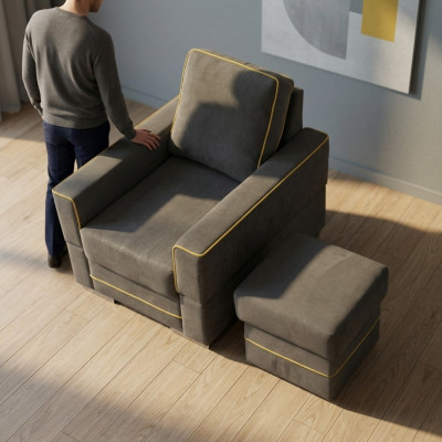 Sofa 1 Plaz Couch Designer Textilstoff Sofas Polster Nei Modern Sëtzfauteuil