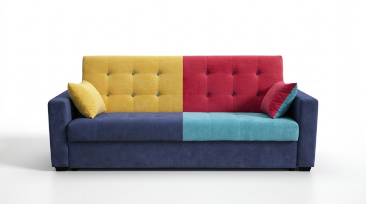 Schlofkabenzel Stoff Sofa Canapé Textil Polster Garnitur Bettfunktioun 3 Sëtz Nei