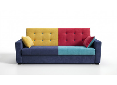 Schlofkabenzel Stoff Sofa Canapé Textil Polster Garnitur Bettfunktioun 3 Sëtz Nei