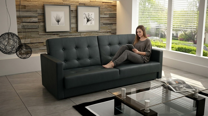 Schlofzofa Polster Garnitur Bettfunktioun 3 Sëtz Nei Stoff Sofa Couch Textil