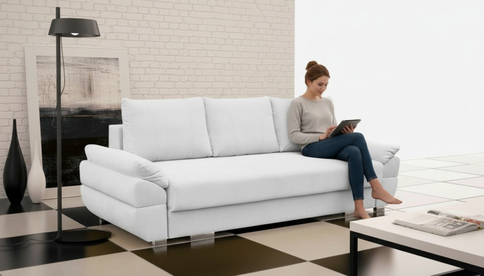 Designer 3 Sëtzer Canapé Sofa Polster Sofas Couchen 3er Textil Schlofssofa Bett