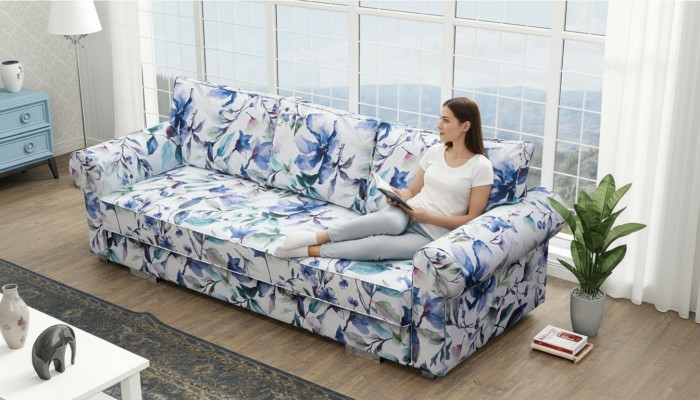 Couch Schlofssofa Sofa Blummen Wunnlandschaft Bettkëscht Couchen Sofa
