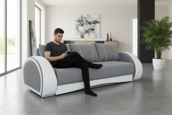 Canapé Schlofssofa Sofa Canapéen Polster Multifunktioun Canapéen 3-Sëtzer Textil Stoff