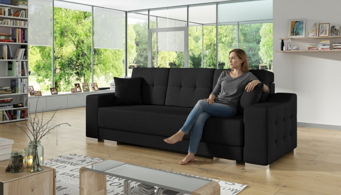 3 Sëtz Sofa Canapé Textil Stoff Schloffunktion Schlofzofa Nei Polster Garnitur Nei