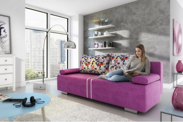 Schlofsofa Stoff Sofa Canapé Textil Polster Nei Garnitur Bettfunktion 3 Sëtz