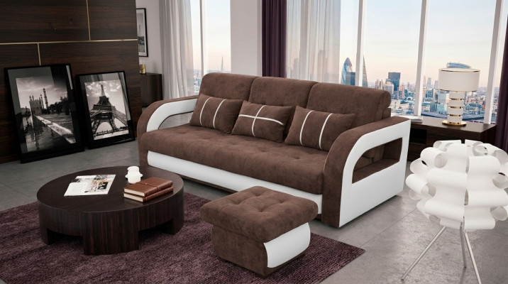 Sofa Canapé Polster Sofae Couchen Schlofzofa Bettfunktioun 3 Sëtzer + Hocker Nei