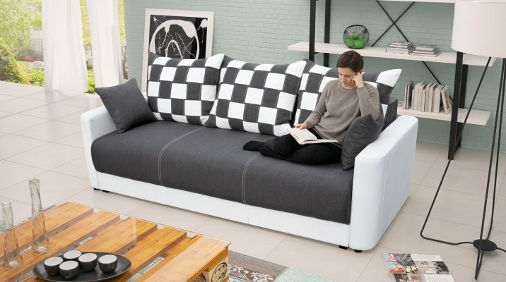 Schlofsofa Sofa 3 Sëtzer Grouss Bettfunktioun Schlofsofa Sofas Polster Couch XXL