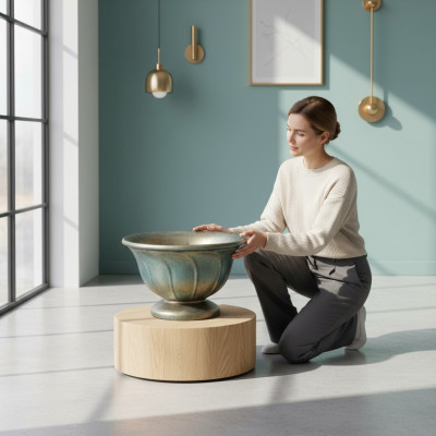 Antik Stil Blumme Vase Vintage Vasen Dekoratioun Deppen Schossel Kälch Turkis Gréng