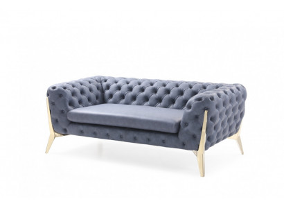 Zwee Sëtzer 2 Sëtz Chesterfield Canapé Polster Sëtz Sofa Kanapee Design Italien