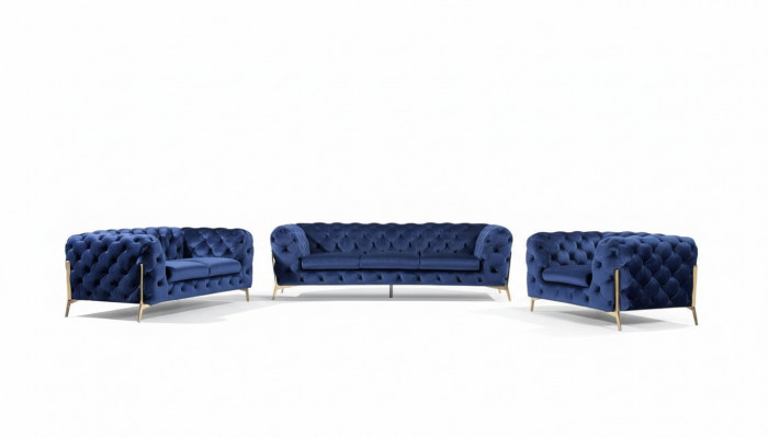 Luxus Héichwäerteg Sofa Canapé Polster Setz 3+2+1 Garnitur Deko Chesterfield