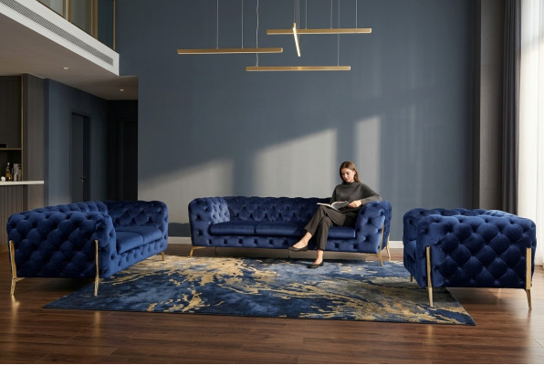 Luxus Textil Stoff Sofa Couch Polster Sëtz 3+1 Garnitur Chesterfield Garnituren