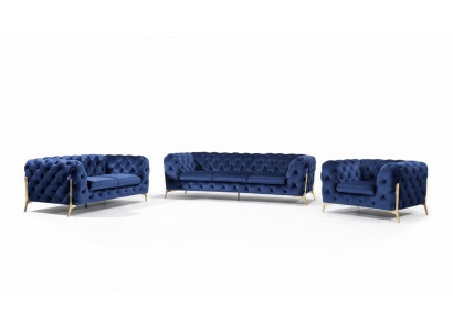 Luxus Textil Stoff Sofa Couch Polster Sëtz 3+1 Garnitur Chesterfield Garnituren