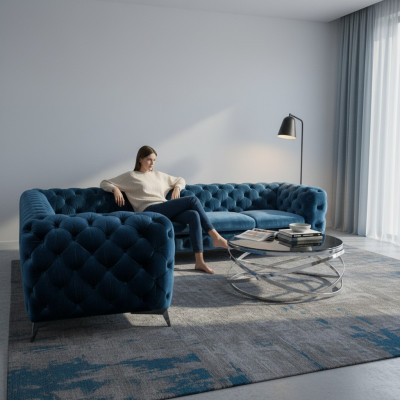 Samt Eck Luxus Chesterfield Canapé Këssen Eck Couches Sëtz Canapé Sofas