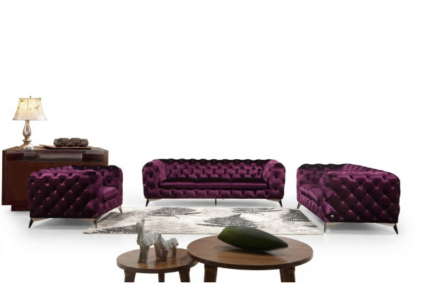 Luxus Textil Stoff Sofa Canapé Polster Sëtz 3+1 Garnitur Chesterfield Garnituren