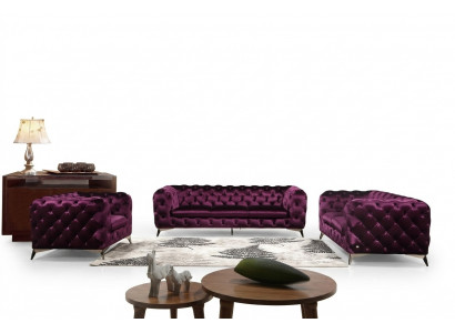 Luxus Textil Stoff Sofa Canapé Polster Sëtz 3+1 Garnitur Chesterfield Garnituren