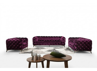 Luxus Héichwäerteg Sofa Couch Polster Sëtz 3+2 Garnitur Chesterfield Garnituren