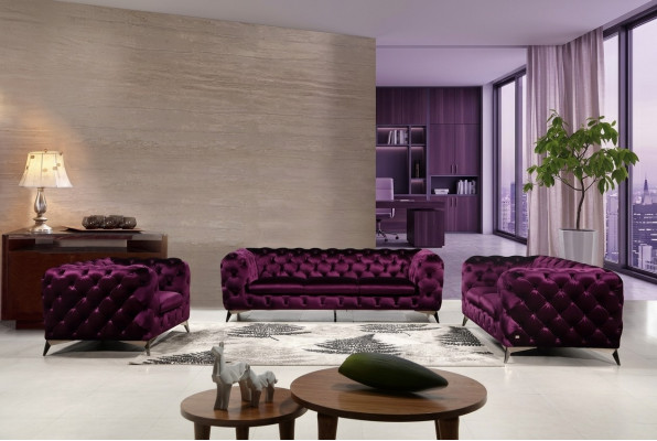 XXL Grouss Canapé Couch Chesterfield 3-Sëtzer Polster Couchen Sëtz Dräi Textil Stoff