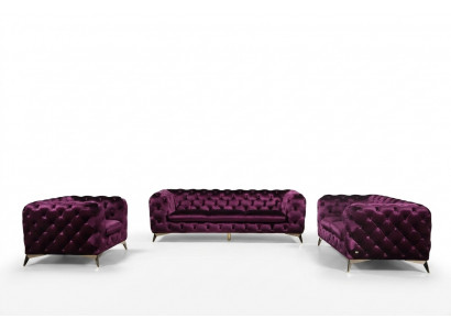 XXL Grouss Canapé Couch Chesterfield 3-Sëtzer Polster Couchen Sëtz Dräi Textil Stoff