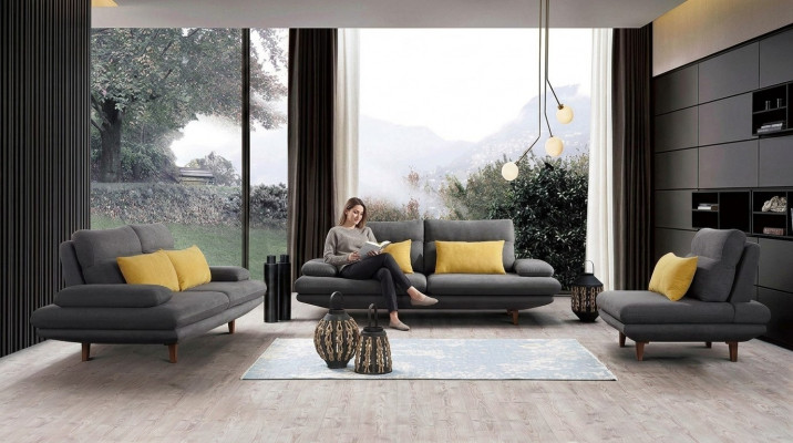 Sofa Canapé Polster Sëtz Design Garnitur 3+2+1 Textil Canapéën Canapéen Stoff