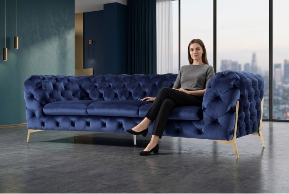 Sofa Chesterfield Canapé Polster XXL Grouss Garnitur Textil 3+1+1 Designer Canapéen
