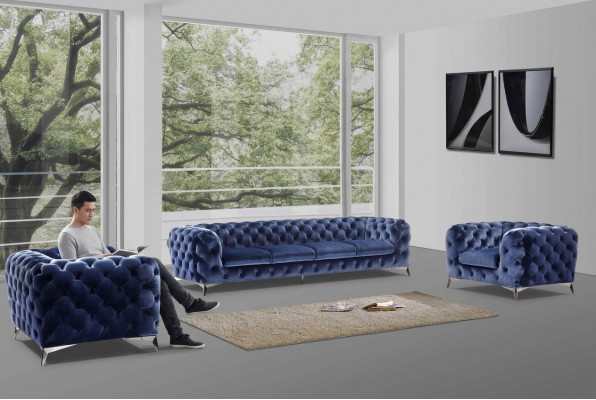 Sofa Chesterfield Couch Polster XXL Grouss Garnitur Textil 4+1+1 Designer