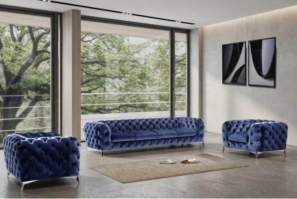 Sofa Chesterfield Couch Polster XXL Grouss Garnitur Textil 4+1+1 Designer