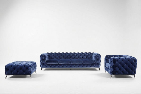 Sofa Chesterfield Couch Polster XXL Grouss Garnitur Textil 4+1+1 Designer