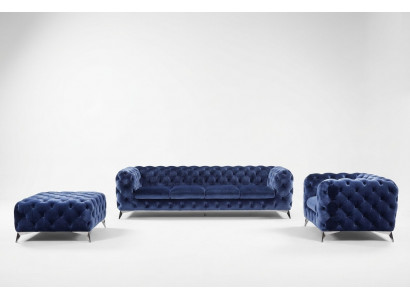 Sofa Chesterfield Couch Polster XXL Grouss Garnitur Textil 4+1+1 Designer