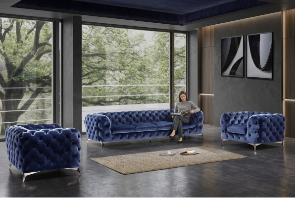 Sofa Canapé Polster XXL Grouss Garnitur Chesterfield Textil 3+2+2 Designer Canapéen