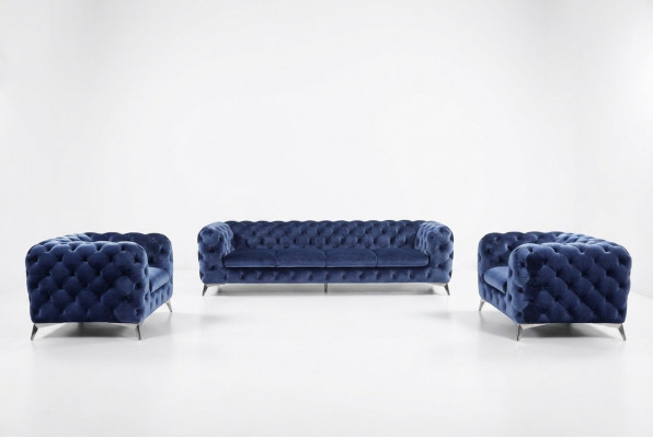 Sofa Canapé Polster XXL Grouss Garnitur Chesterfield Textil 3+2+2 Designer Canapéen