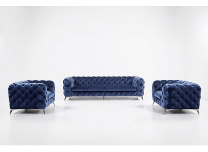 Sofa Canapé Polster XXL Grouss Garnitur Chesterfield Textil 3+2+2 Designer Canapéen