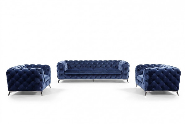 Sofa Chesterfield Canapé Këssen XXL Grouss Garnitur Textil 3+3 Designer Canapéen