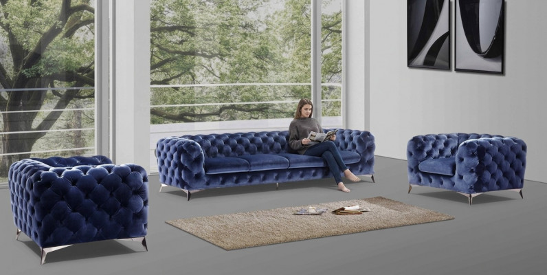Canapé Chesterfield Canapé Polster Garnitur Stoff 2+1 Designer Canapéen Nei XXL Grouss