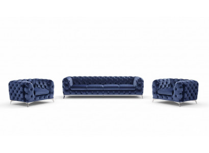 Canapé Chesterfield Canapé Polster Garnitur Stoff 2+1 Designer Canapéen Nei XXL Grouss