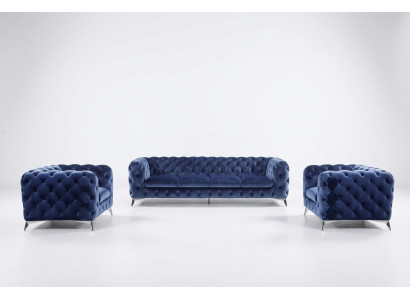 Chesterfield Sofa Couch Polster XXL Grouss Garnitur Textil 2+1+1 Designer Couchen