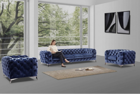 Blo Chesterfield Canapé Polster Set Stoff 2+2 Designer Miwwelen