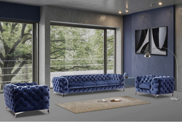 Blo Chesterfield Canapé Polster Set Stoff 2+2 Designer Miwwelen
