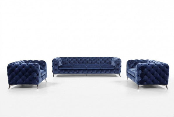 Blo Chesterfield Canapé Polster Set Stoff 2+2 Designer Miwwelen