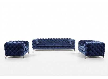 Blo Chesterfield Canapé Polster Set Stoff 2+2 Designer Miwwelen