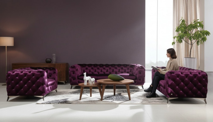 Chesterfield Sofa XXL Grouss Garnitur Textil 3+1+1 Designer Couchen Polster