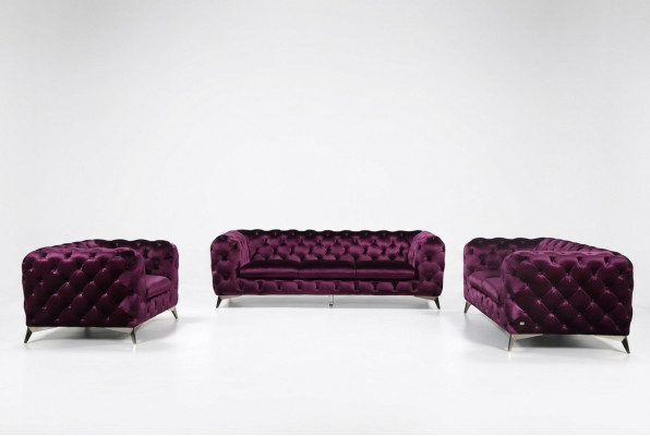 Sofa Chesterfield Canapé Polster XXL Grouss Garnitur Stoff 3+2+1 Designer Canapéen