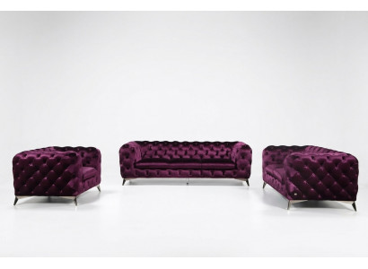 Sofa Chesterfield Canapé Polster XXL Grouss Garnitur Stoff 3+2+1 Designer Canapéen